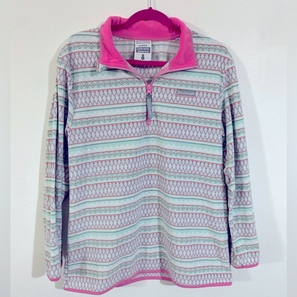 Warm fleece pullover with half zipper